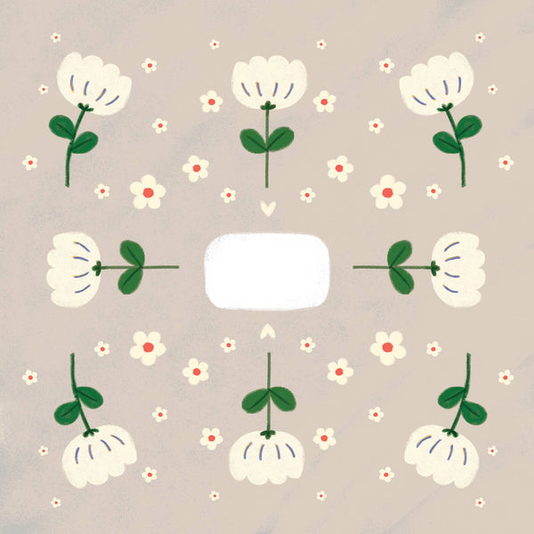 Mini Gift Wrap - Flowers Grey