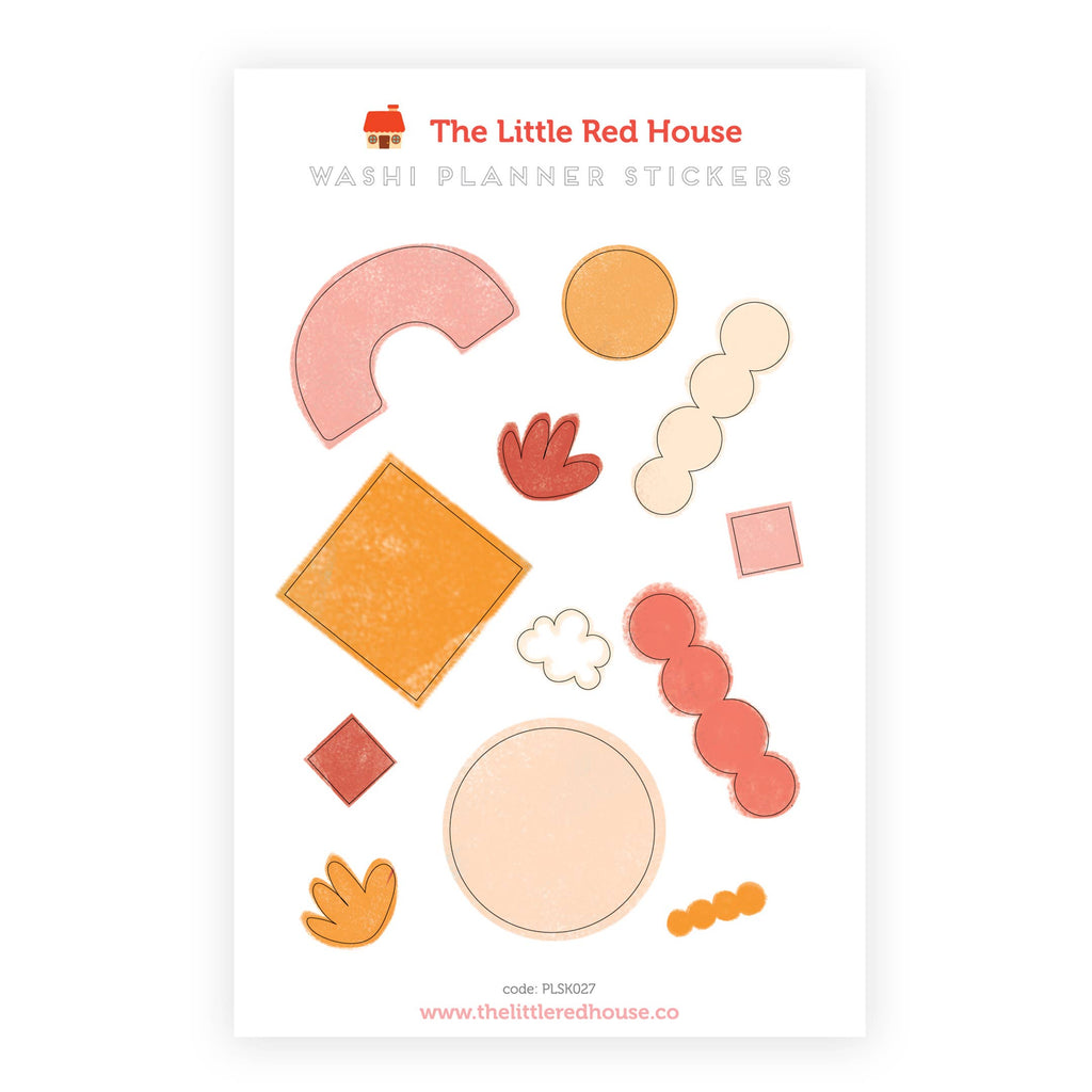 Organic Shapes Orange color Planner Washi Sticker